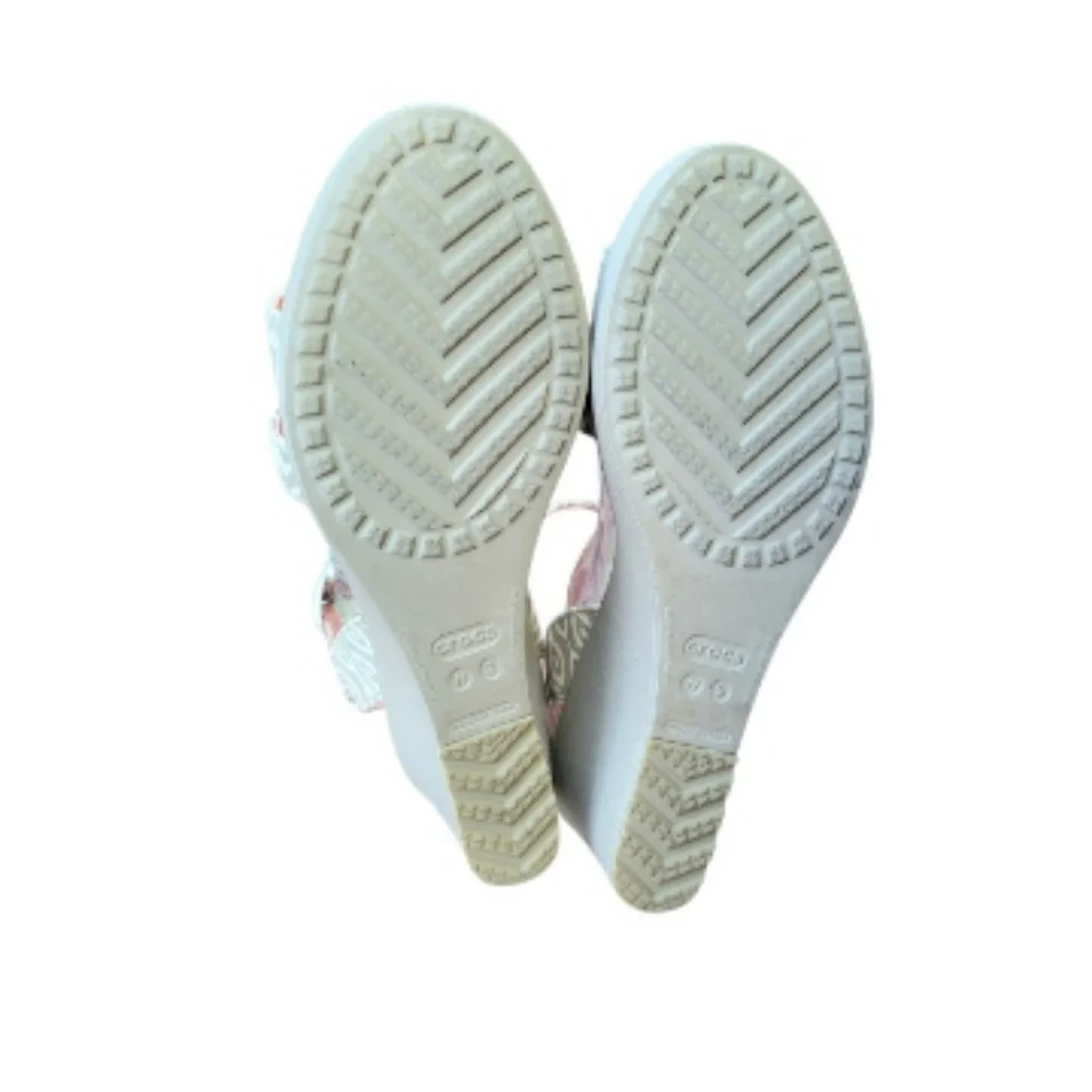 Crocs Leigh Wedge Platform Wedge Stucco Tumbleweed Peach Tan Sandal Shoe Women 9 - Picture 3 of 8